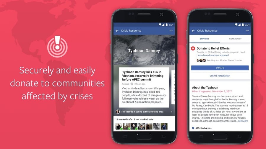 Social Media Service, Facebook new crisis button, new social platform features 2018