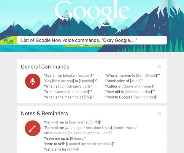 Google Now Commands "Okay Google"