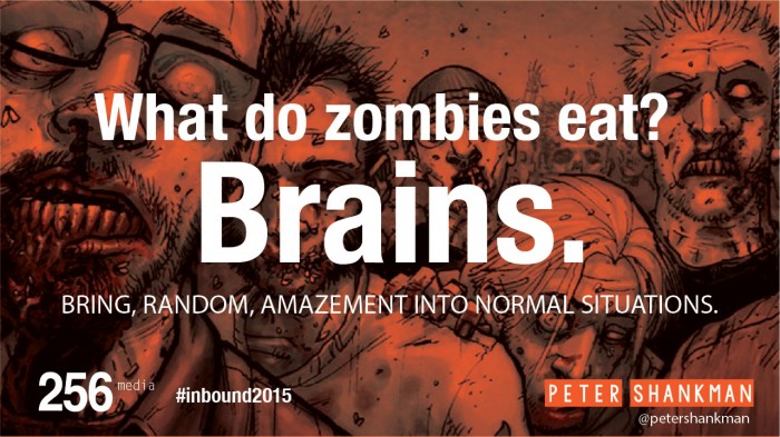 Peter Shankman What do Zombies Eat? Brains. Inbound 2015