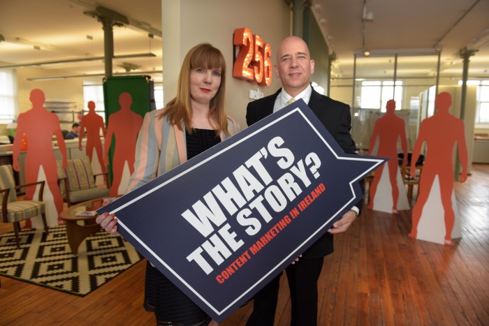 Karen Hesse, MD of 256 Media, and Tom Trainor at the Launch of the Report.