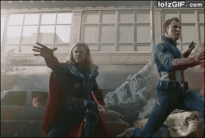 Thor and Captain America Hammer gif