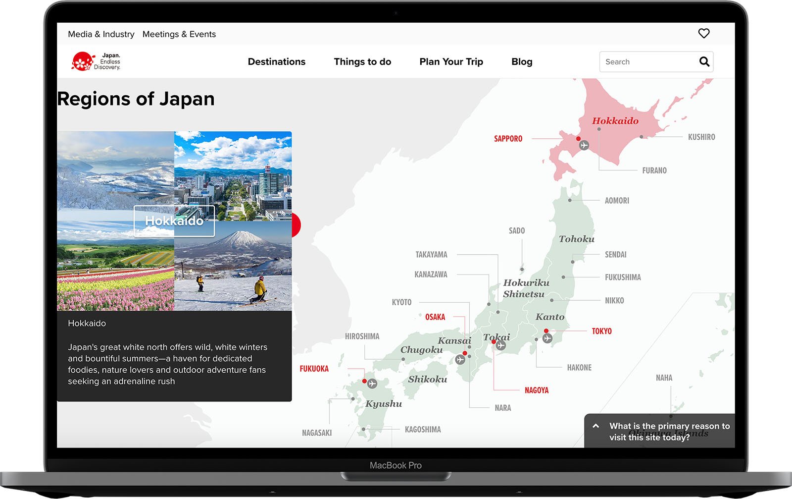 Regions of Japan website