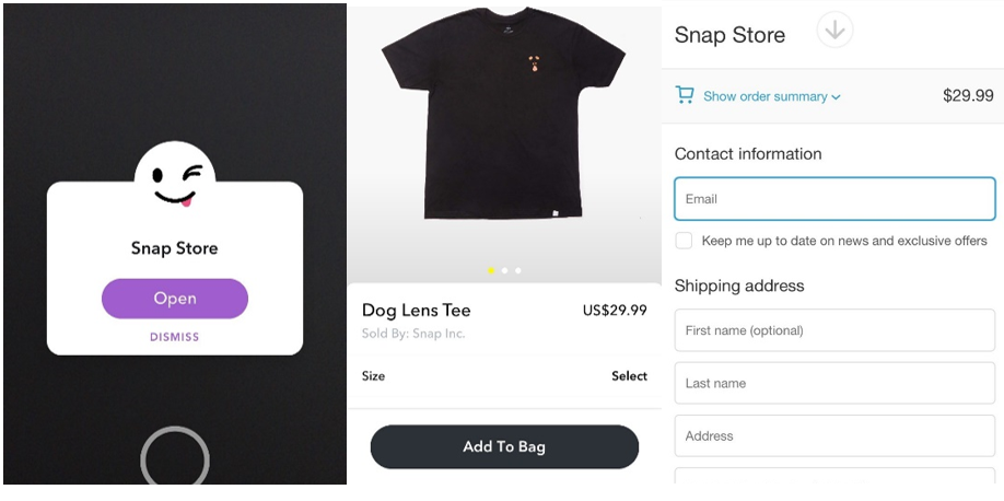 social media online shopping, Snapchat in app purchases, Snap Store